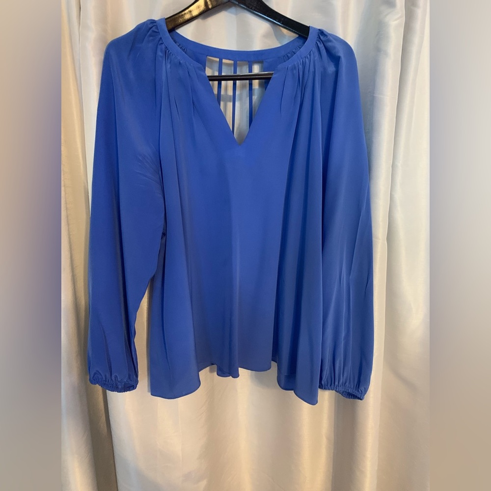 Blue Lilly Pulitzer 100% Pure Silk Blouse Size XL